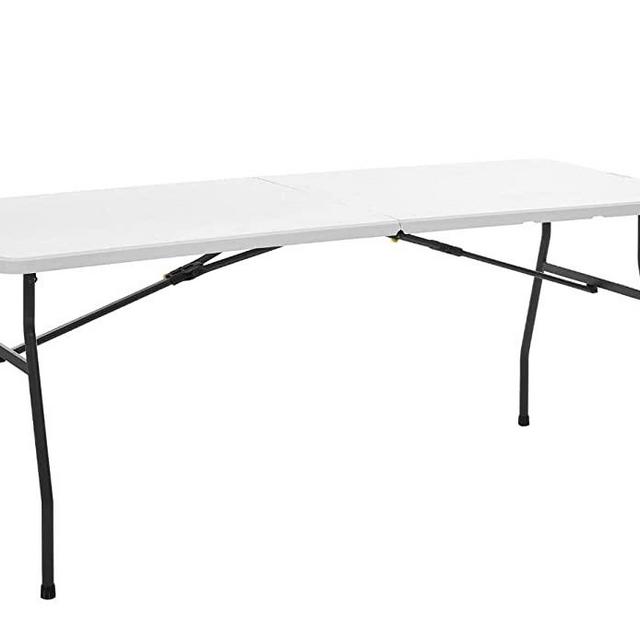 Living and More 6 Foot Fold-in-Half Table with Curve Legs, White