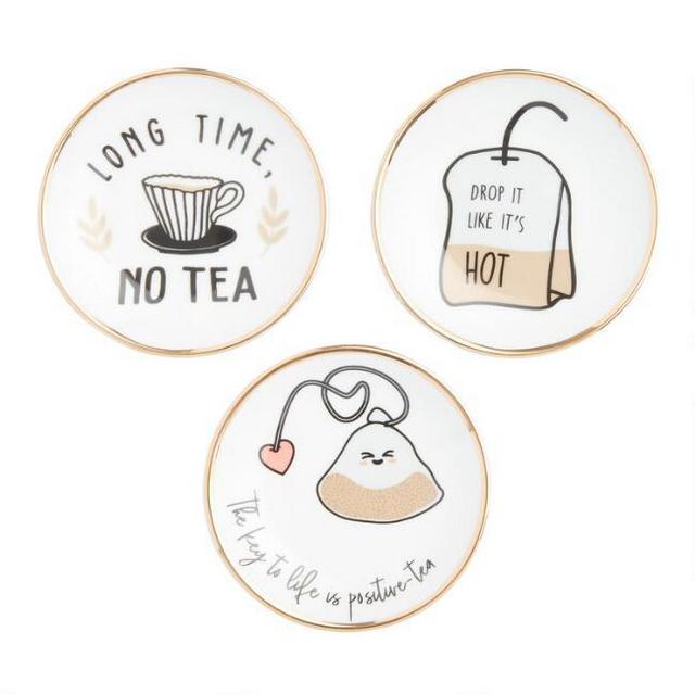 Illustrated Sentiment Ceramic Tea Rests Set of 3