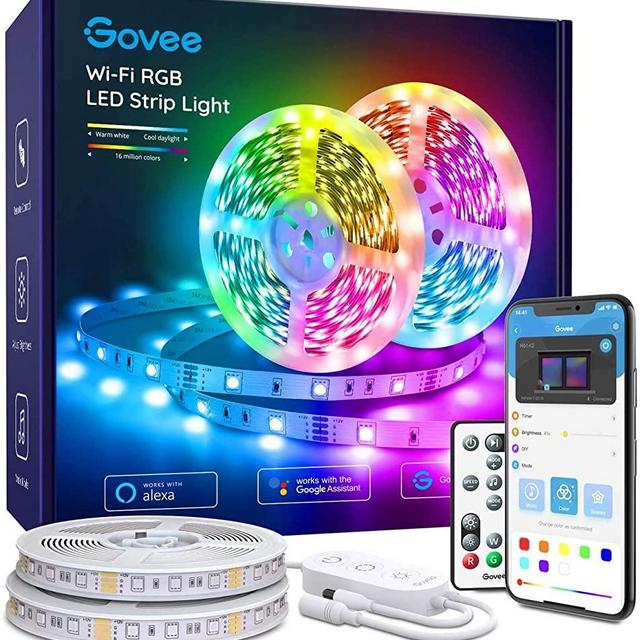 Govee Led Strip Lights 32.8 Feet, for Bedroom, App Control, Works with Alexa Google Assistant