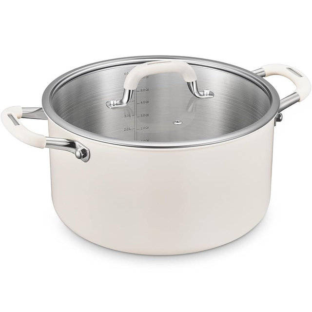 10 Quart Tri-Ply Stainless Steel Stock Pots with Lid, BEZIA Induction Soup Pot with Lid, Large Kitchen Cooking Pots with Silicone Handle, Compatible with All Cooktops, Free of PTFE/PFOA/PFOS