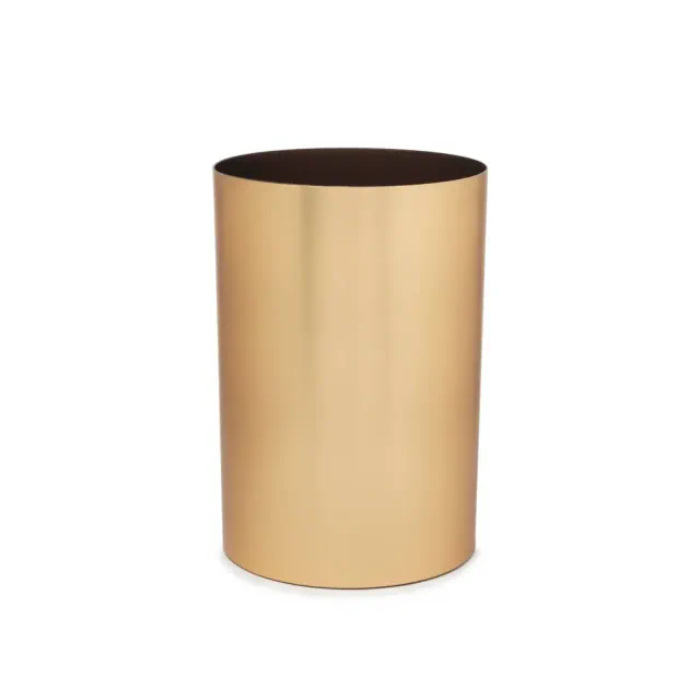 Umbra Metalla Can 4.75gal Mat Brass: Gold Indoor Trash Can, Small Bathroom Garbage, Open Top, 14.4" Height, 4.7gal Capacity