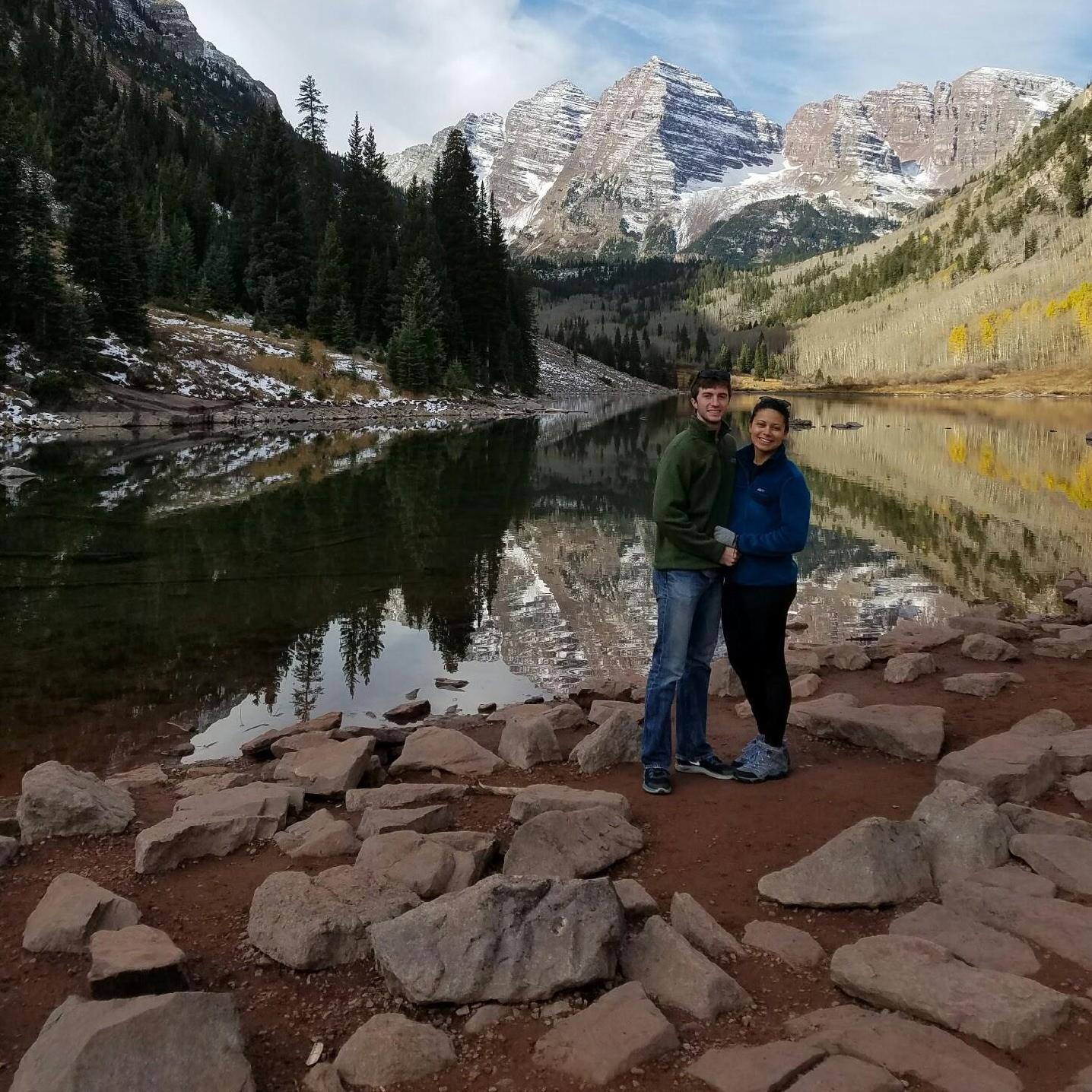 On our first trip to Aspen, we visited Maroon Lake. A year and a half later, we got engaged in the same spot!
