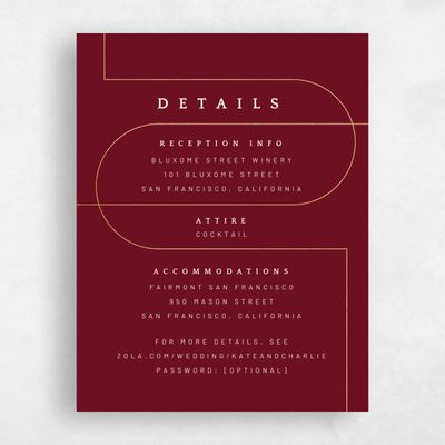 Dark Burgundy, Red Wedding Enclosure - Corwin Foil