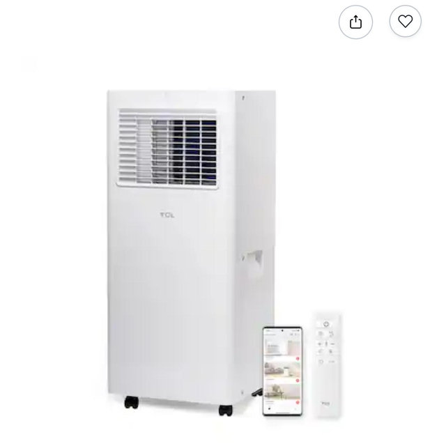 TCL - 250 Sq. Ft. 6,000 BTU Smart Portable Air Conditioner 3-in-1 with AC, Fan & Dehumidifier - White