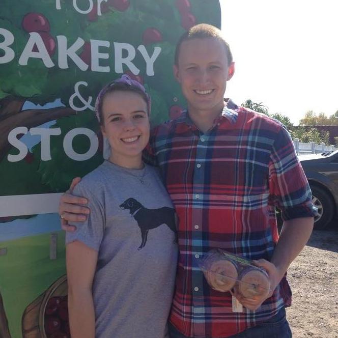 Phil's first time apple picking- and our first apple cider donut date!