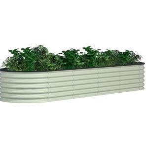 Green VEIKOUS 18-cu ft 24-in W x 96-in L x 17-in H Light Green Metal Raised Garden Bed
