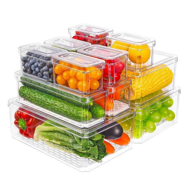 Moretoes 12pcs Kitchen/Fridge Organizers and Storage, Refrigerator Organizer Bins, Mini Fridge Organizer, Fridge Storage Containers, Produce Storage Containers Bulk of 4 Sizes