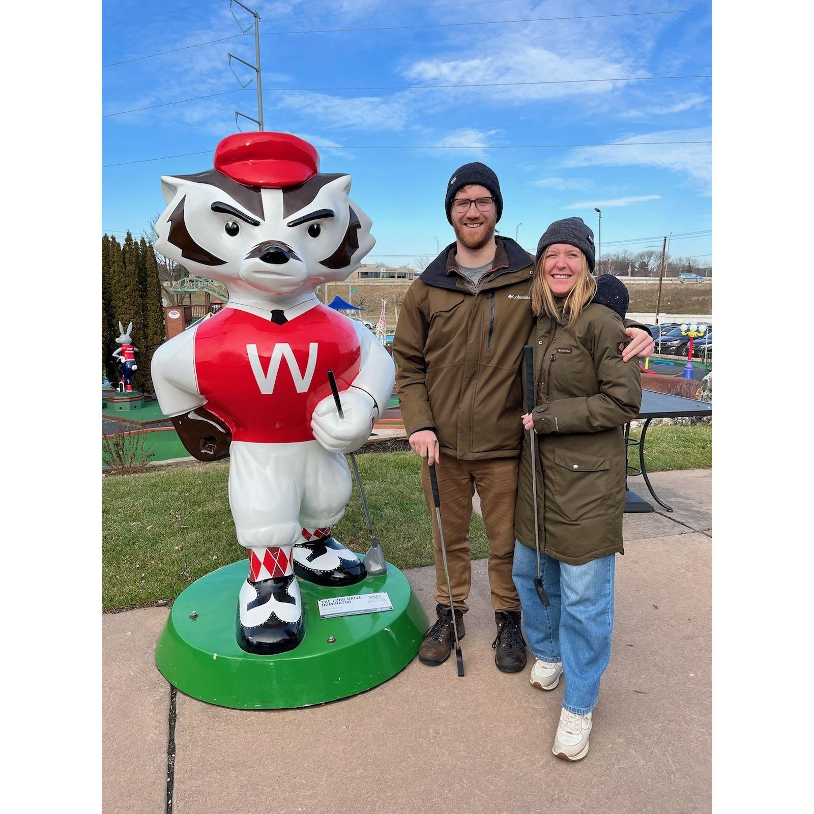 Playing putt putt with Bucky
