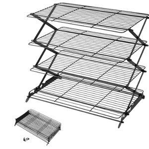 Geesta 2/3/4-Tier Upgraded Collapsible Cooling Rack with Adjustable 3 Setting Design Stackable Roasting Cooking Drying Wire Cooling Rack for Cookies Baking Gifts for Women
