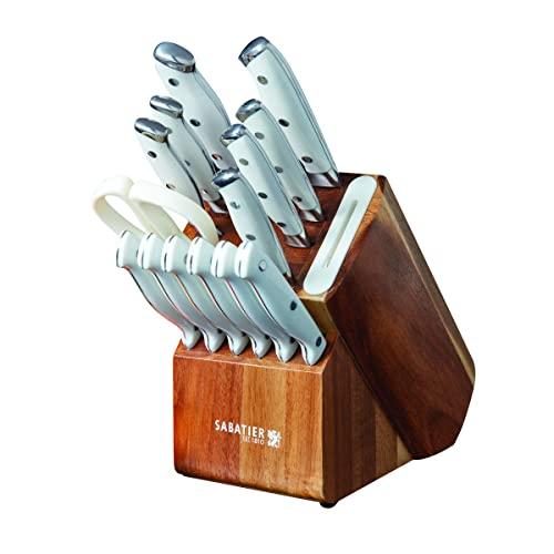 Sabatier Acacia Forged Triple Rivet Edge keeper Knife Block Set