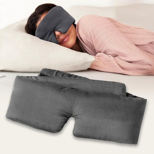 Baloo Silk Weighted Sleep Mask (Grey - 0.6 lb) | Light Blocking & Sound Muffling Eye Mask for Sleeping | Cool, Soft & Comforting