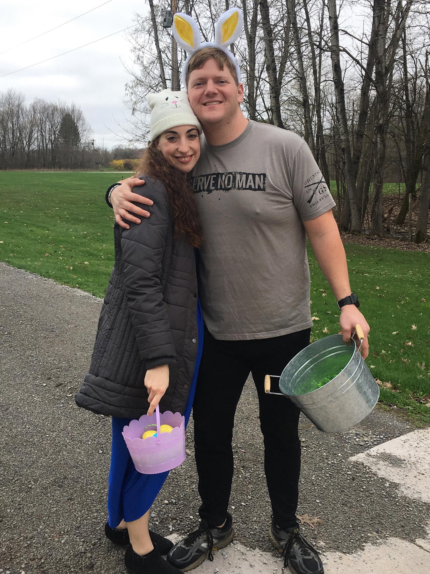 Easter egg hunt with the Easter bunny