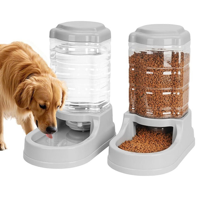 Kenond 9.5L Dog Feeders and Water Bowl Set for Large Dogs, 2.5 Gallon Automatic Water Dispenser, Gravity Dog Food Dispenser