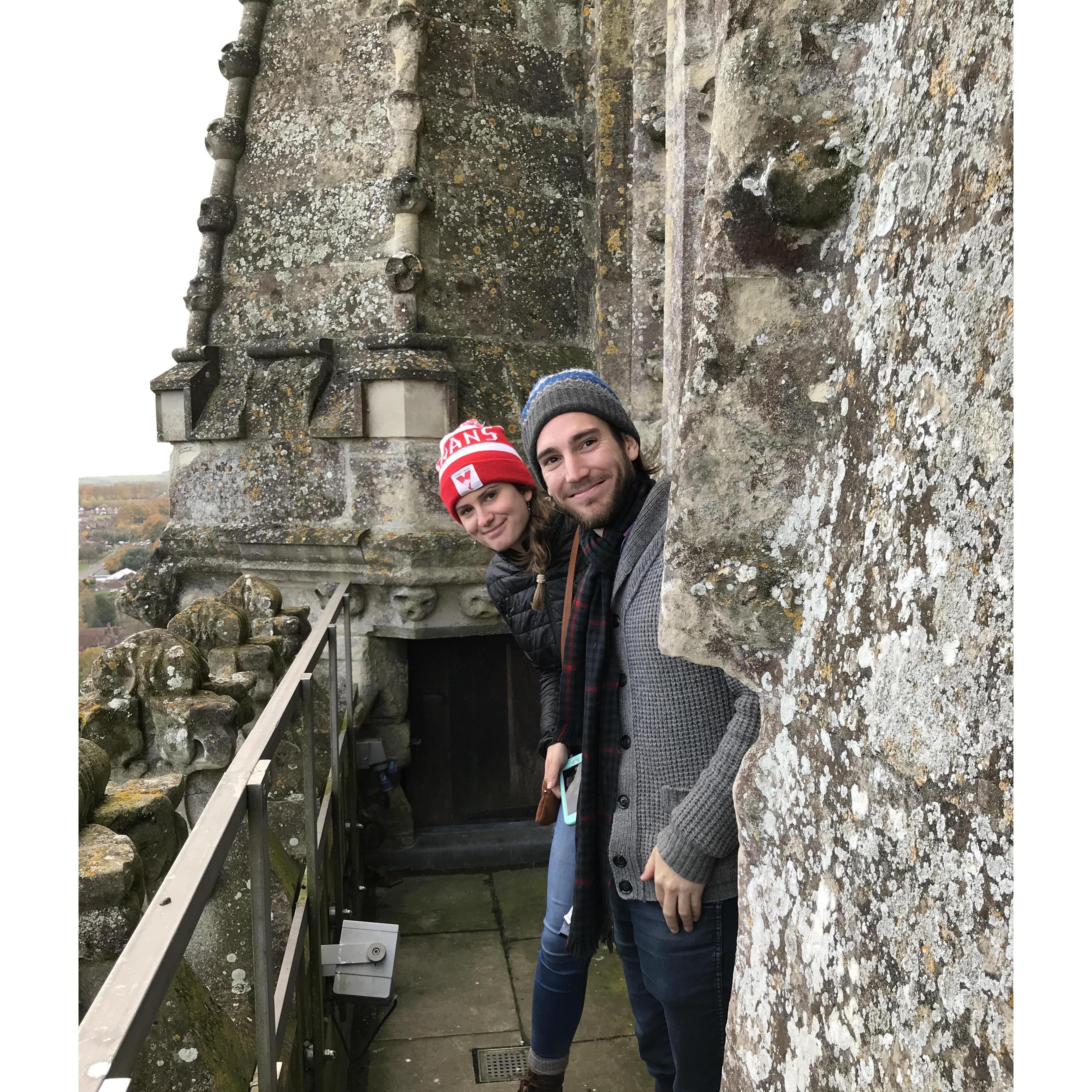 At the top of Salisbury Cathedral.