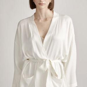 100% Washable Silk Robe - Ivory