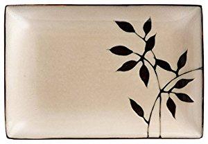 Gibson Elite Kai Serving Platter with Onyx Reactive Glaze , Cream