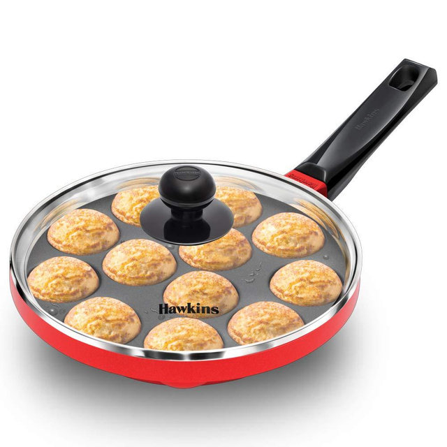 Hawkins Nonstick Appe Pan with Glass Lid, 12 Cups, Diameter 22 cm, Black (NAPE22G)
