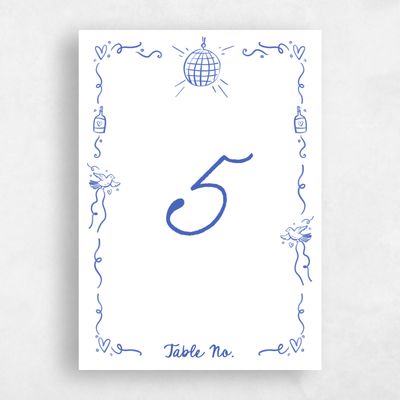 Blue Wedding Table Number - Gilda