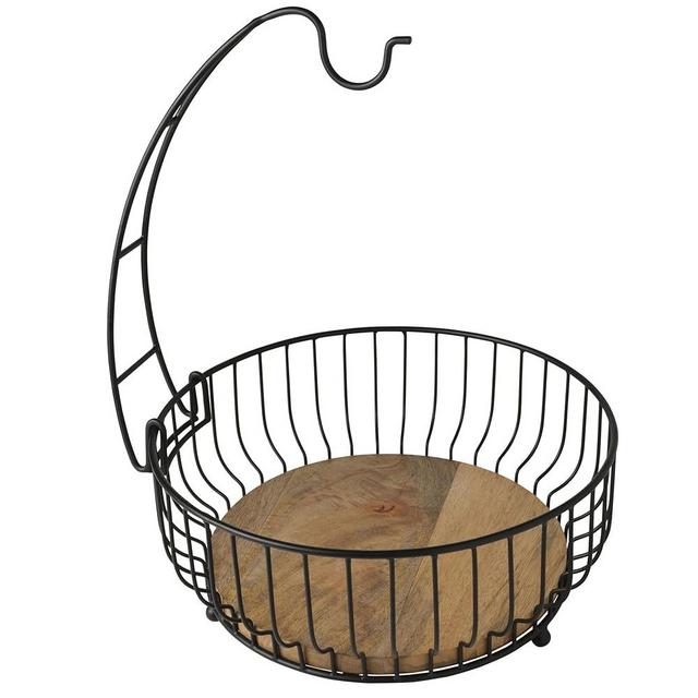 Gourmet Basics by Mikasa Savannah Fruit Storage Basket with Removable Banana Hook, 12 x 12 x 16 Inch