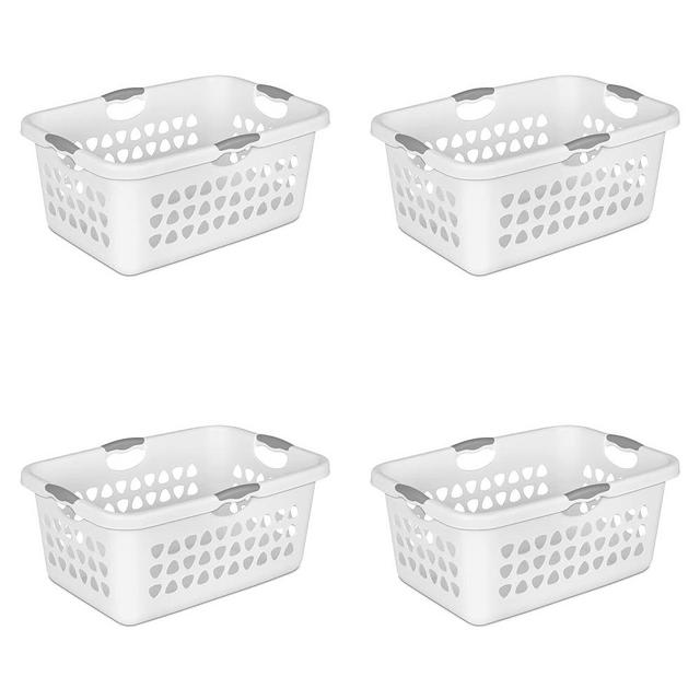2 Bushel Ultra Laundry Basket Plastic, White, Set of 4