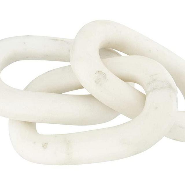 Bloomingville 13" L Decorative Marble Figurine Chain Link, White