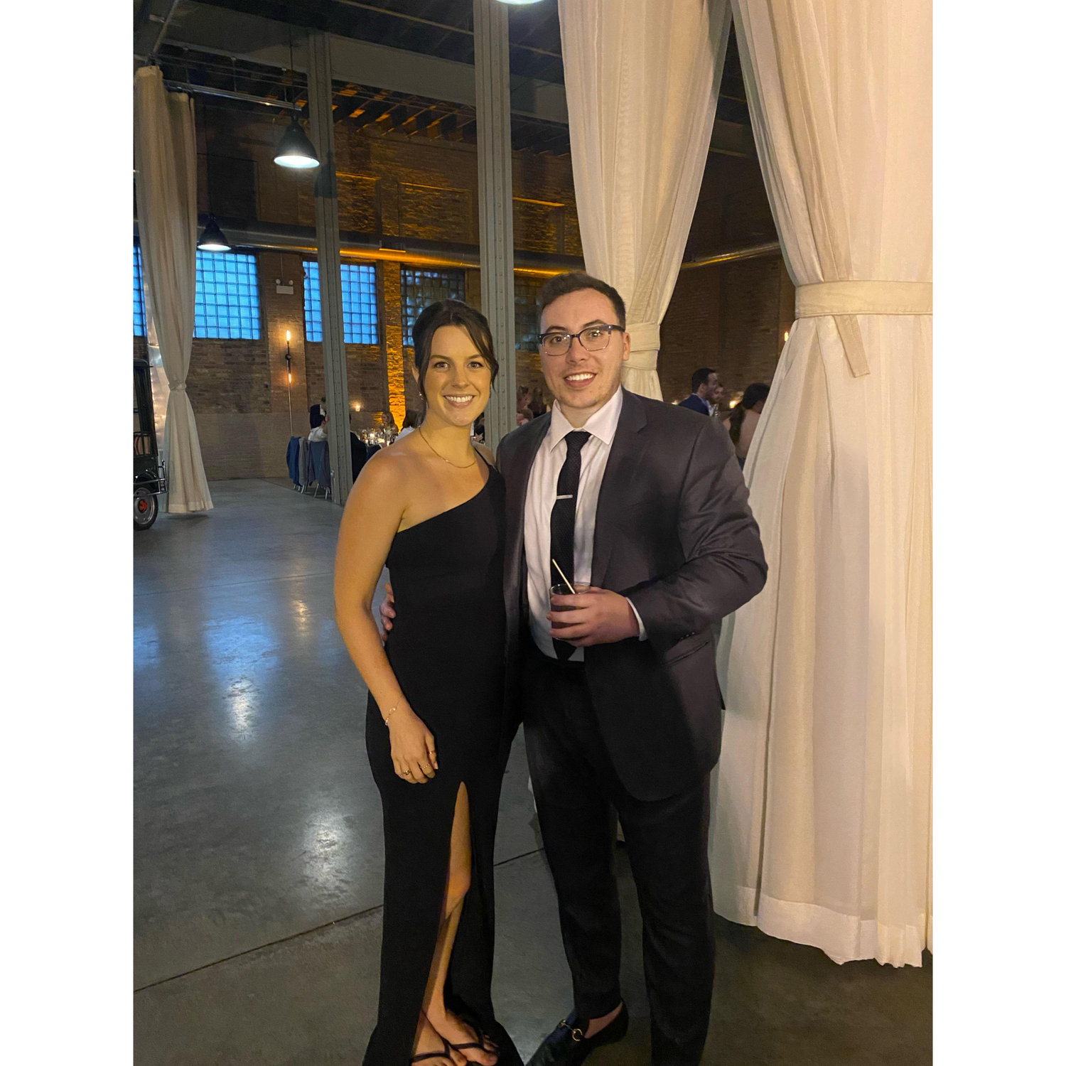 At the wedding of Brenna's brother, Connor.