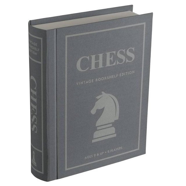 WS Game Company Chess Vintage Bookshelf Edition, Classic Strategy Game Set in Linen Wrapped Book Box & Slipcase - Full Size Folding Board, Wooden Pieces - Chess Sets for Adults & Kids, Ages 9+