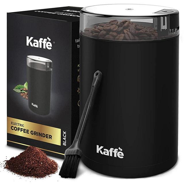 Kaffe Electric Coffee Grinder - 14 Cup (3.5oz) with Cleaning Brush. Easy On/Off. Perfect for Coffee, Spices, Nuts, Herbs, Corn! (Matte Black)