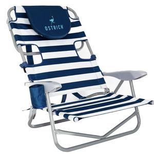 Ostrich On Your Back Backpack Beach Chair - Adjustable, Portable Lounge Chair with Cup Holder, Face Opening - Heavy Duty, Lay Flat Tanning Chair for Face Down Reading for Adults (Blue)