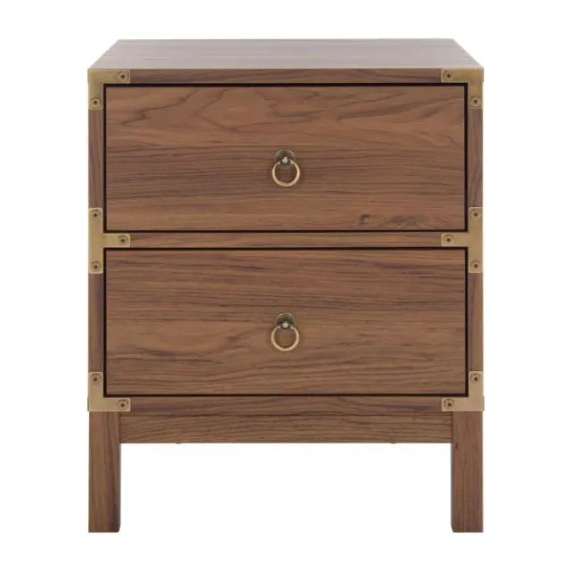 Galio 2 Drawer Nightstand - NST9600 - Walnut/Gold - Safavieh