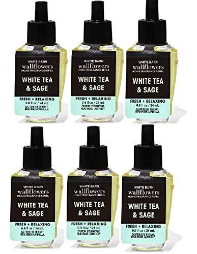 Bath & Body Works Wallflowers Fragrance Refill, 6-Pack White Tea & Sage (24 ml each)