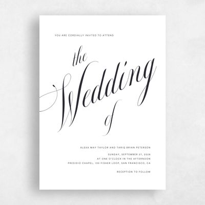 White Wedding Invitation - Dametta Classic