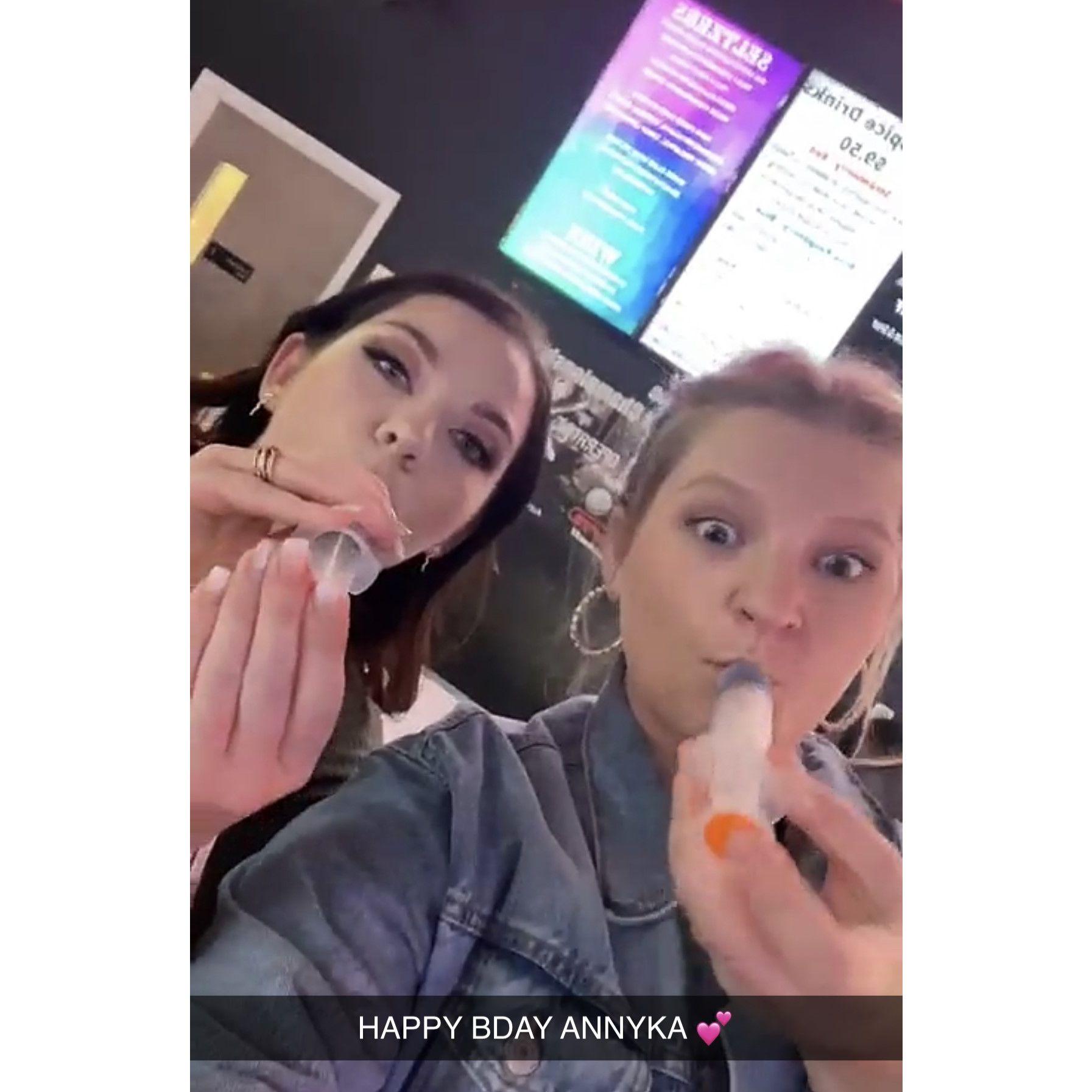 Alli and I taking syringe shots on my birthday!