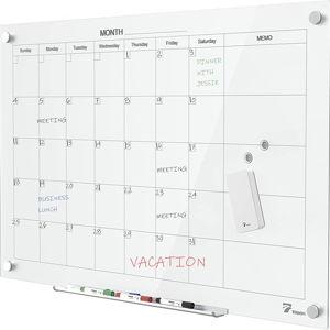 TOWON 47 x 35 Inch Large Glass Dry Erase Board, Magnetic Whiteboard Calendar, Monthly Planner Set, White