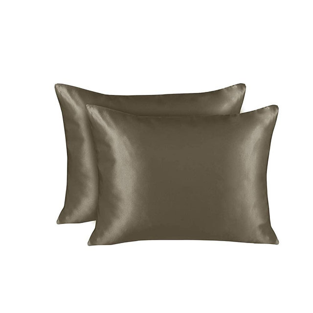 ShopBedding Luxury Satin Pillowcase for Hair – Standard Satin Pillowcase with Zipper, Pewter (Pillowcase Set of 2) – Blissford