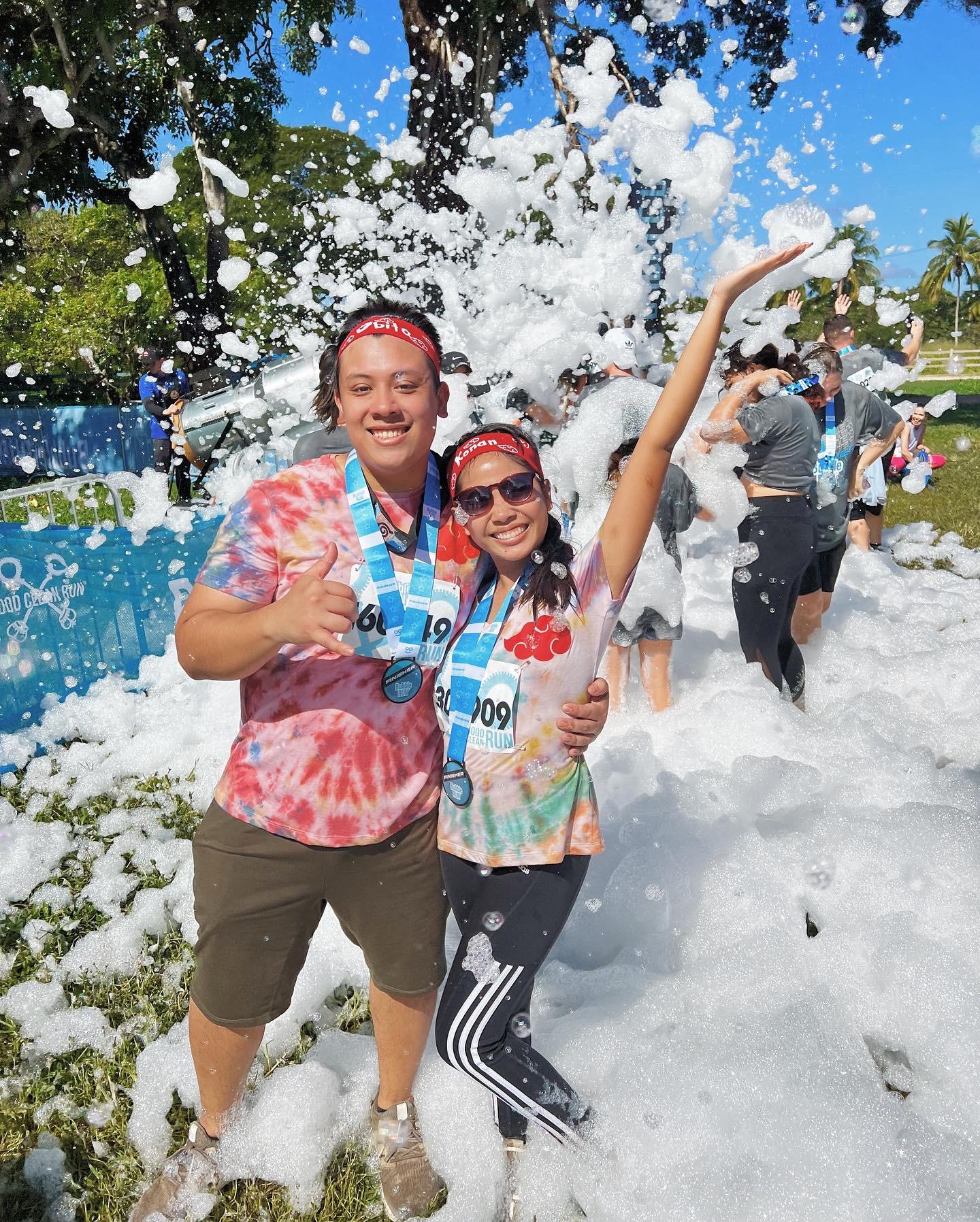 Bubble Run!! Our legs were exhausted after this. And our shoes were soaked🥲