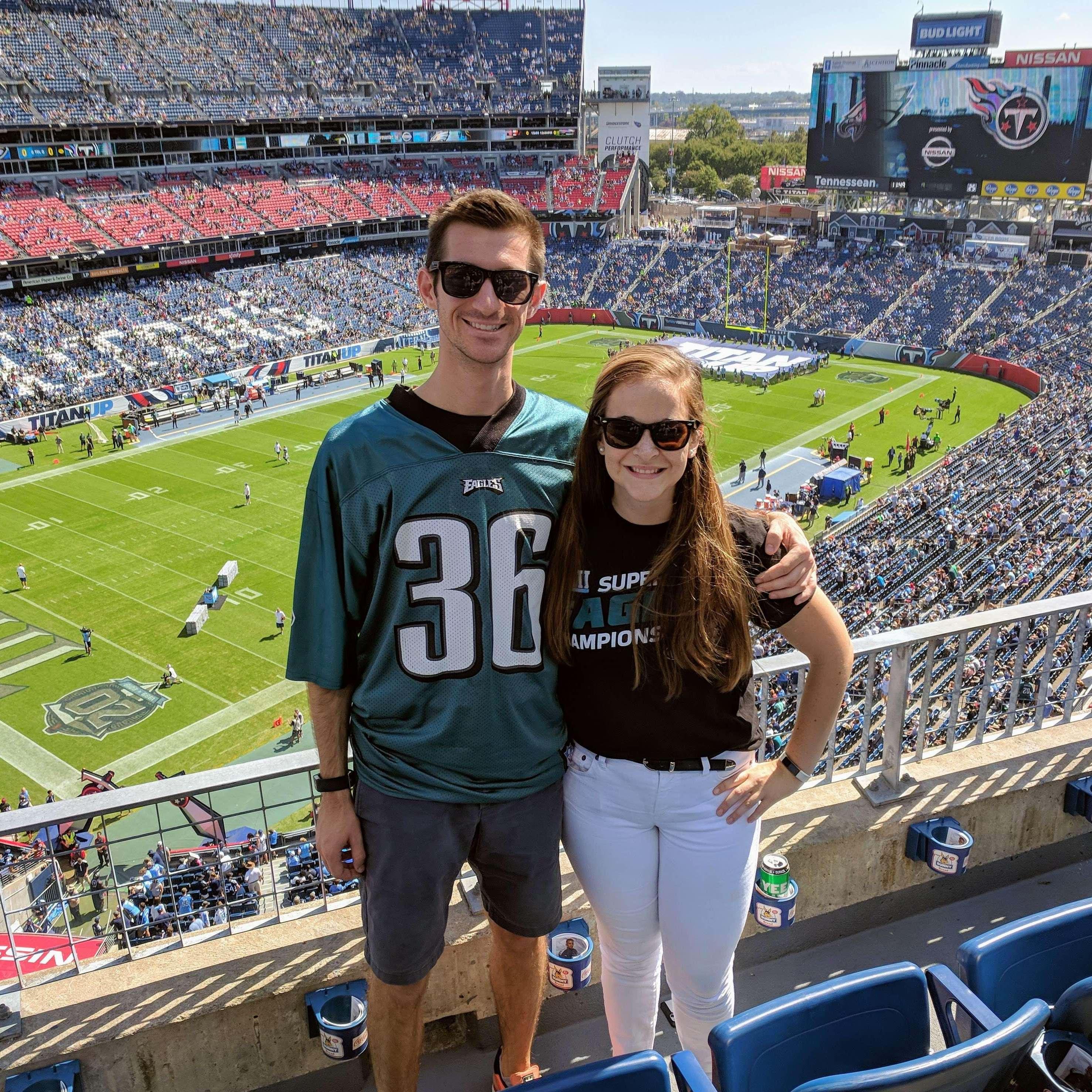 A sign of Ellen's love and devotion: traveling to Nashville for an Eagles game!