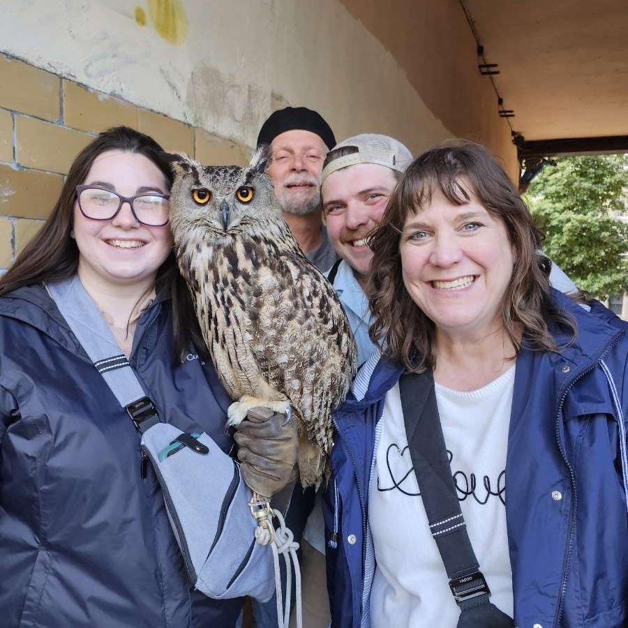 Hannah Wanted to Hold an Owl In Edinburgh, Scotland! Couldn`t Forget a Picture with the Fam! On May 26th 2025!