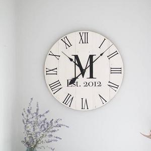 25/30 in wall clock. Off white clock. Wedding gift. Personalized gift. Large wooden wall clock. Family gift. Wall clock. Home decor