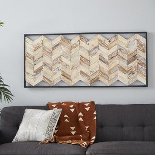 Geometric Handmade Chevron Panel Home Wall Decor with Distressing