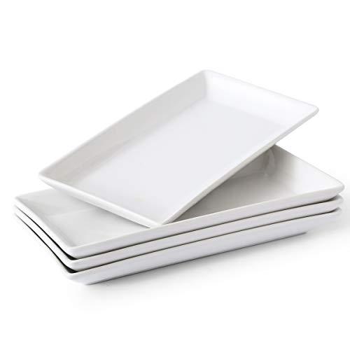 Porcelain Serving Platters Rectangular Trays White Serving Platters for Party, Stackable Set of 4,12 inch