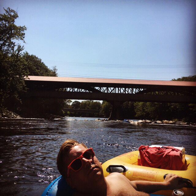 A day floating down the river in NH. J.R. Looks very relaxed!