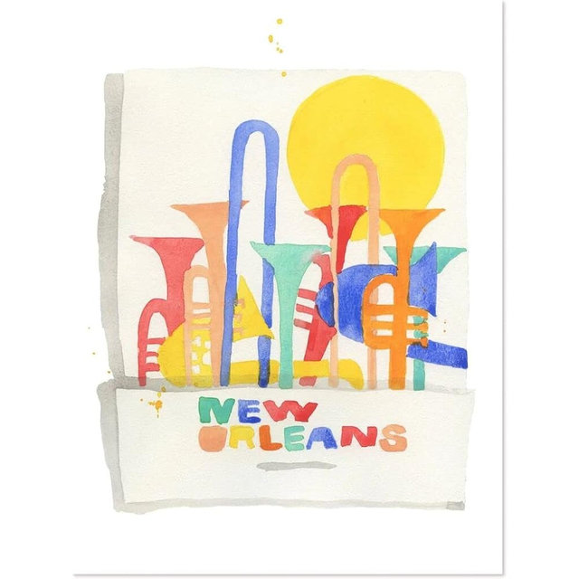 FURBISH Travel Wall Art Print - New Orleans Matchbook - Aesthetic Wall Decor, Modern Wall Art, Preppy Room Decor for Living Room, Bedroom - Louisiana Poster (5X7, Unframed)