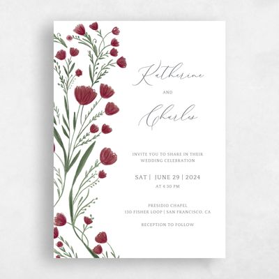 Currant Red Wedding Invitation - Pemberton Portrait