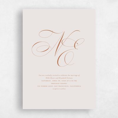 Light Greige, Beige Wedding Invitation - Thorn Classic