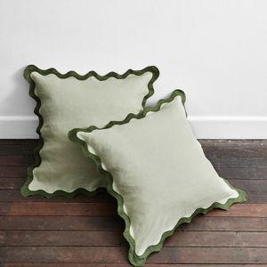 Sage & Olive 100% French Flax Linen Scalloped European Pillowcases (Set of Two)