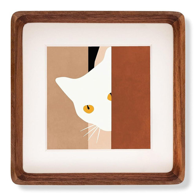 Recuerdos 8x8 Picture Frame Natural Walnut Wood, Square 8x8 Wooden Photo Frame with 6x6 Mat for Gallery Wall Mount or Tabletop Display