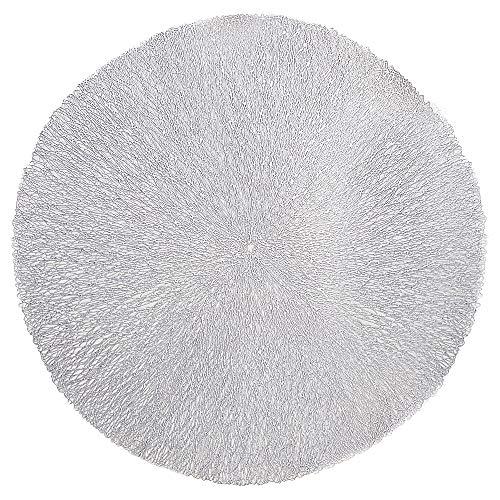 Placemats for Dining Table in Set of 10 Round Silver placemats with a Woven Metallic Finish are The Perfect placemat for All Occasions, These Circular Place mats are Made of Pressed Vinyl PVC