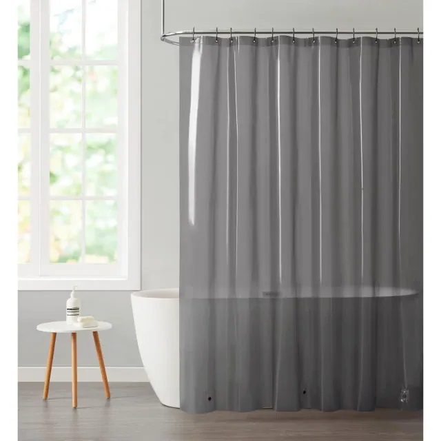 Kate Aurora Transparent Pastel 6 Gauge Hotel Non-Toxic Odor Free PEVA Shower Curtain Liner - Mold & Mildew Resistant - Charcoal