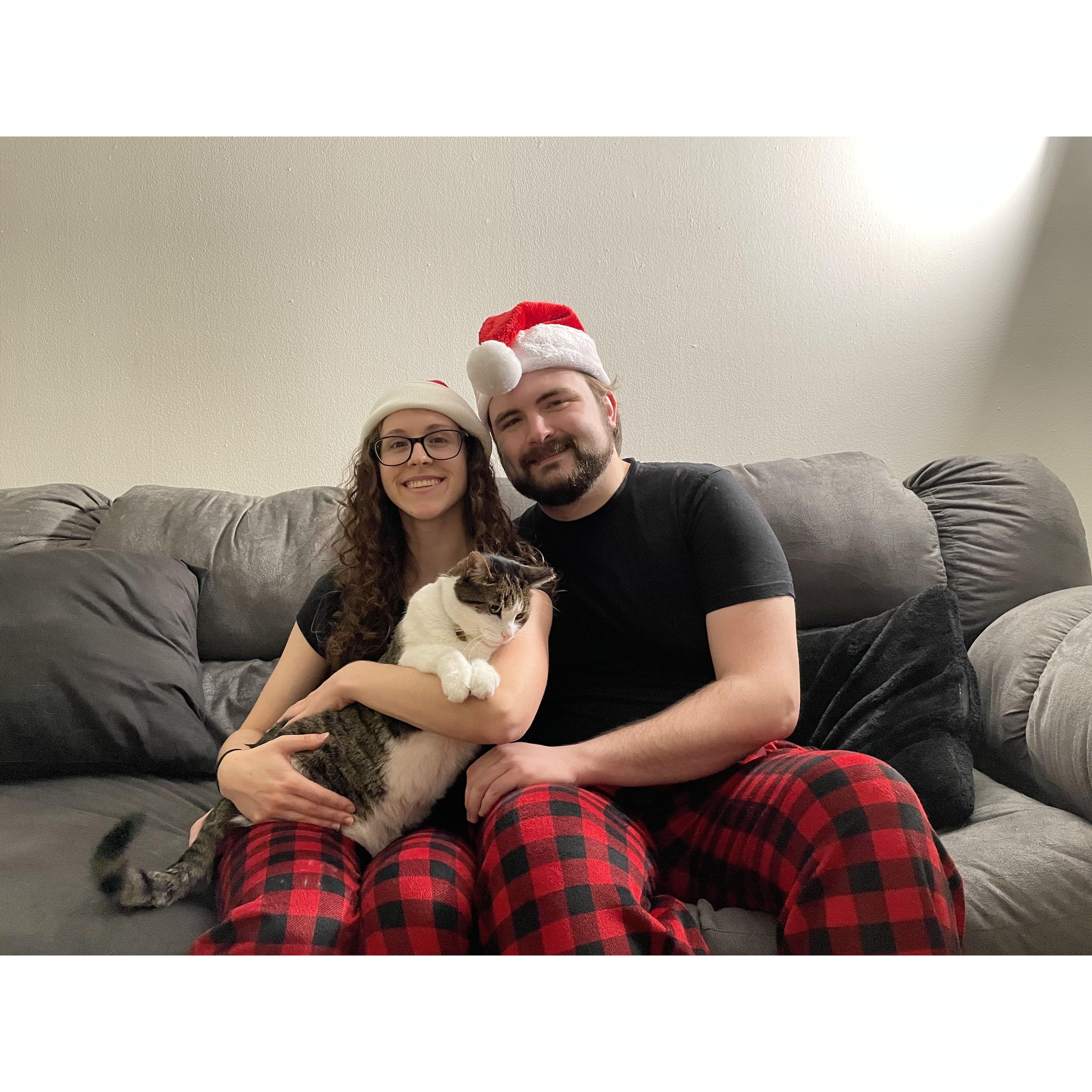 Our First Family Christmas Picture (with Smokey)